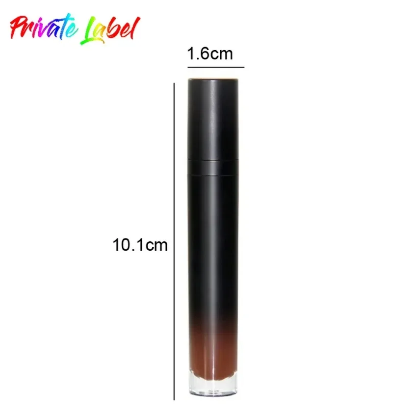 Private Label 12 Kleuren Gradiënt Black Tube Vloeibare Lippenstift Non Stick Cup Waterdicht Langdurig Nude Sexy Lipgloss Bulk