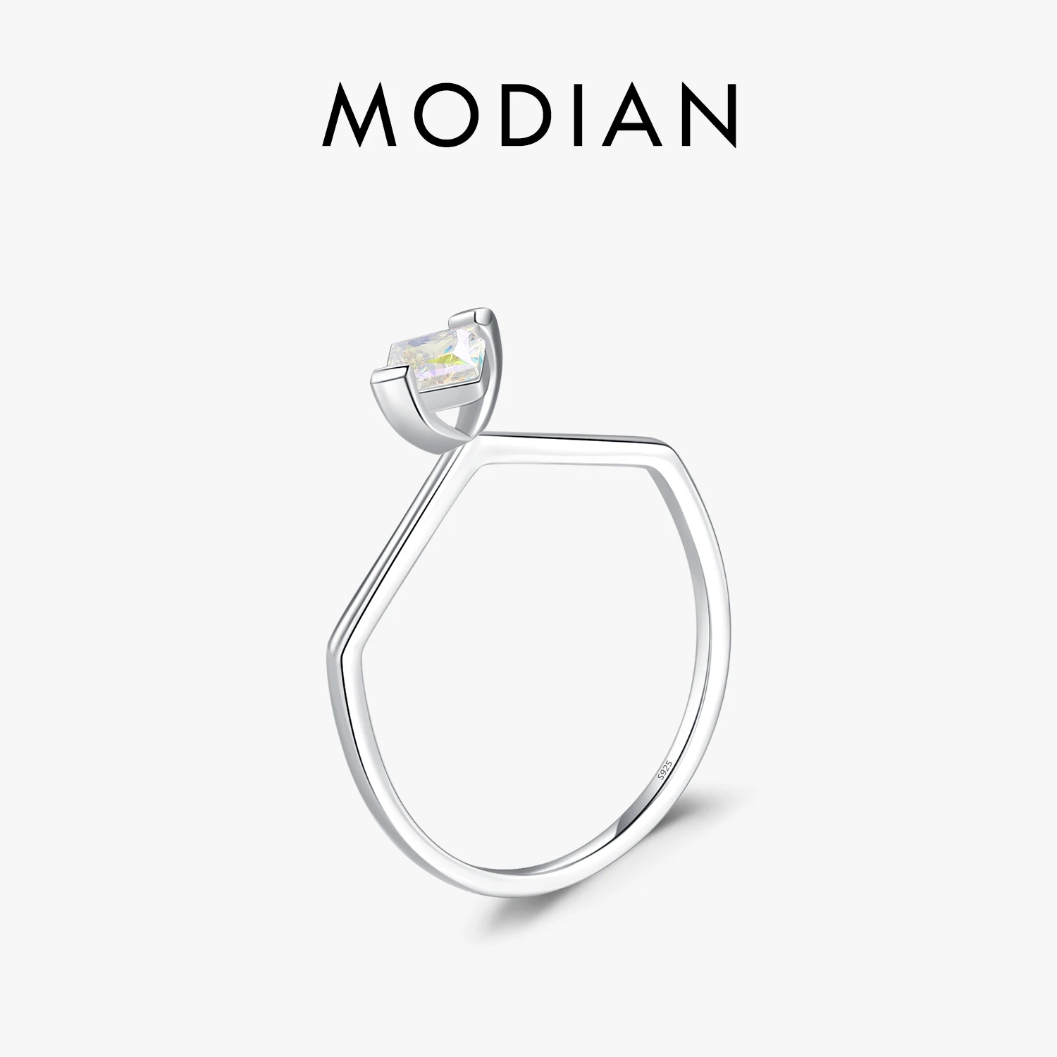 MODIAN 925 Sterling Silver Candy Colorful Zirconia Geometric Ring Original Design Statement Fine Party Jewelry For Women Gifts