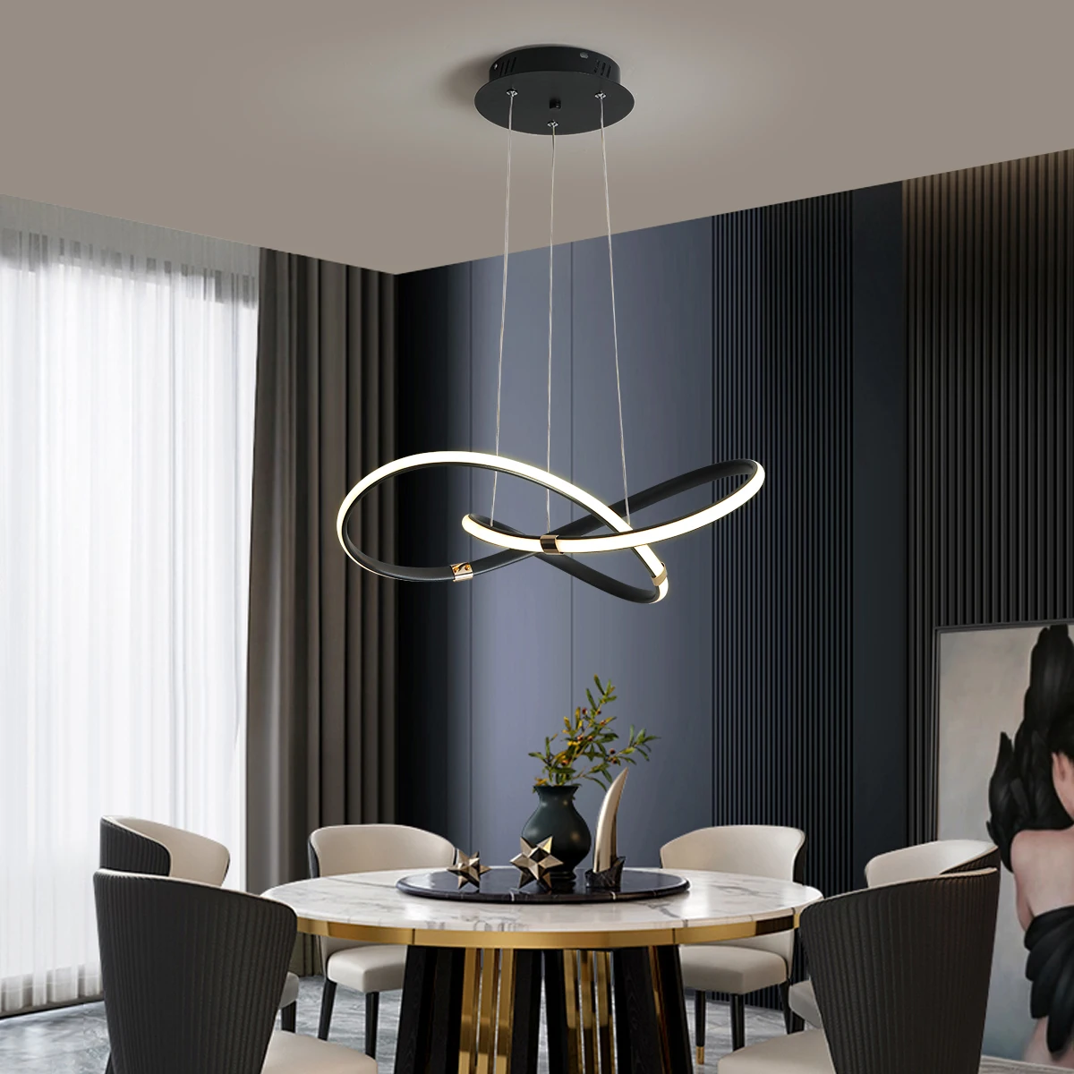 Dia540mm Modern Led Pendant Chandelier Lamp 90-265V Suspension Hanging Chandelier Lights for Dinning Kitchen Room Bar Shop