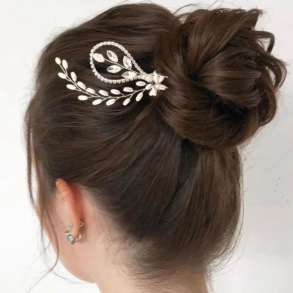 

DZ189 1 PC Wedding Hair Pin Bridesmaids Hair Accessories With Leaf Bridal Hair Clips and Pieces Tiara for Brides Women