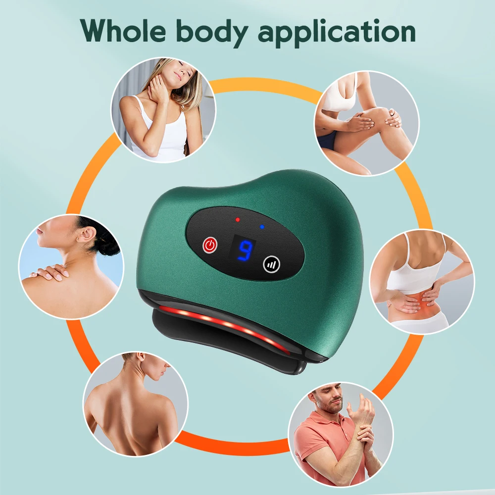 Electric Body Gua Sha Scraping Board Heating Massager Guasha Tool Dredging Meridian Lymphatic Drainage Vibrate Face Lift Devices