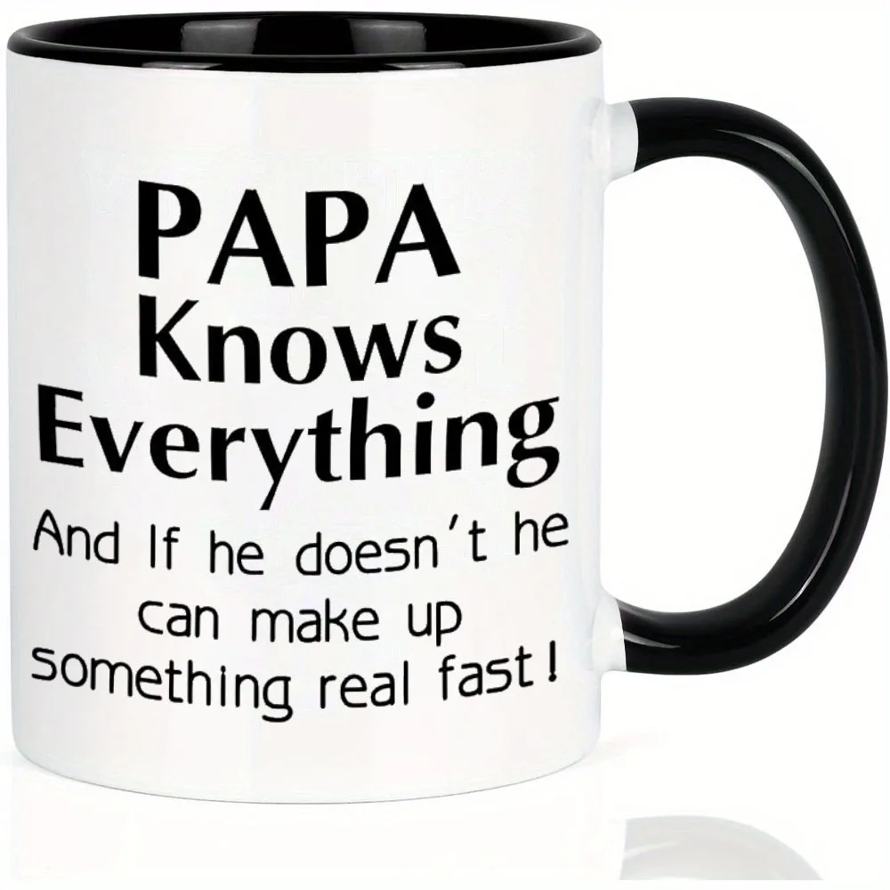 Papa Knows Everything Mug Dad Mug Gift for Men Father's Day Gift From Kids Daughter Son Christmas Birthday Gifts for Dad Men