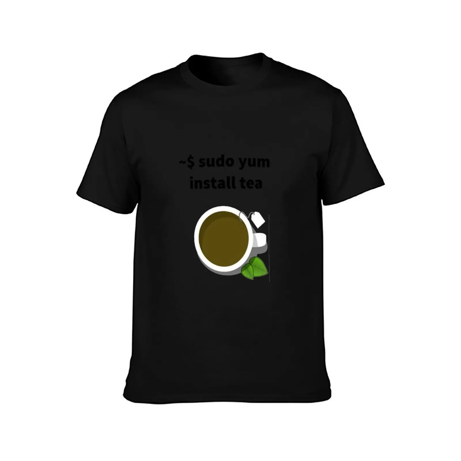 Linux sudo yum install tea T-Shirt Big Size Short Sleeve Tee for Men