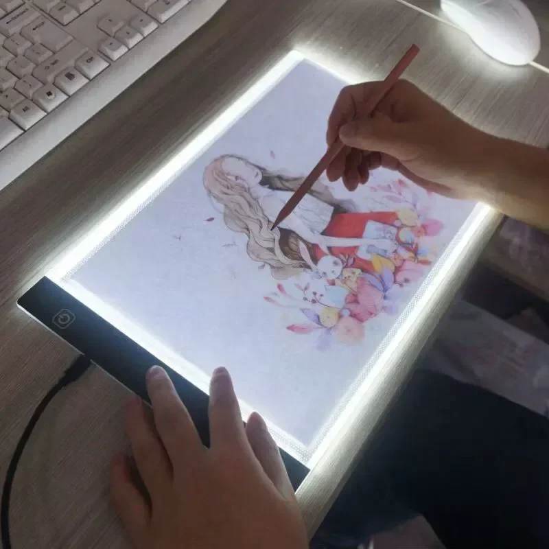 A3 LED Copying Table Children Drawing Board Transparent Copying Table Adjustable Brightness Night Light Notebook