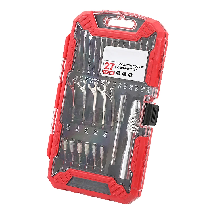 27 PCS Portable Precision Phone Repair Ratchet Torque Tools Chrome Screwdriver Set Kit Head Steel Finish Metal Handle