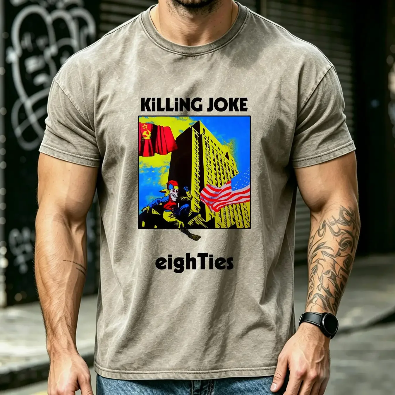 washed T Shirt Killing Joke Eighties reptinted gift for rock fan TE3413 vintage Washed Stretched Unisex Soft Breathable