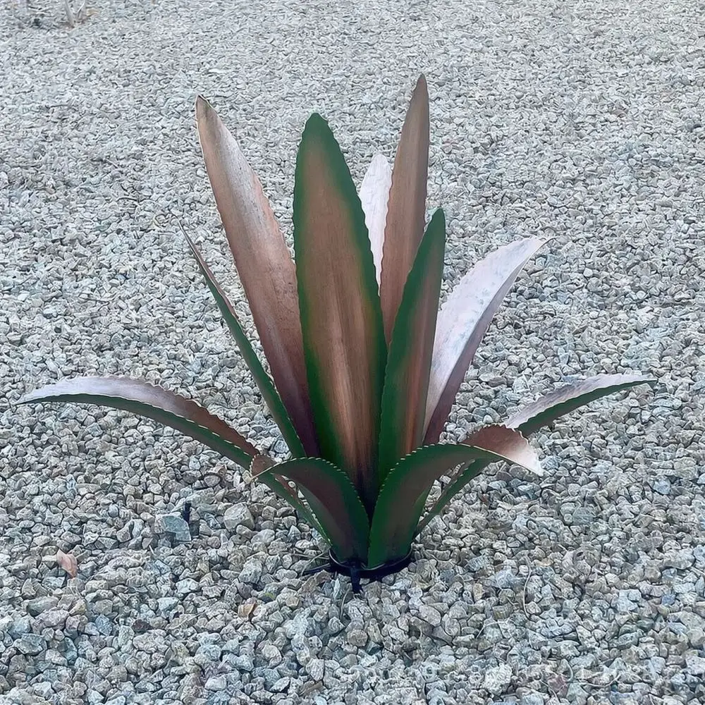 Weather Resistant Metal Agave Plant Sculpture Colorful Garden Yard Ornament Iron Decorative Statue Outdoor Home Decor