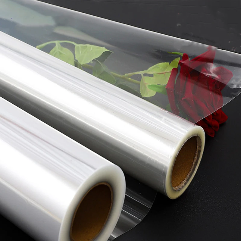 Rollo de envoltura de celofán transparente para regalo, cestas de ramo de flores, manualidades, papel de regalo de celofán para flores