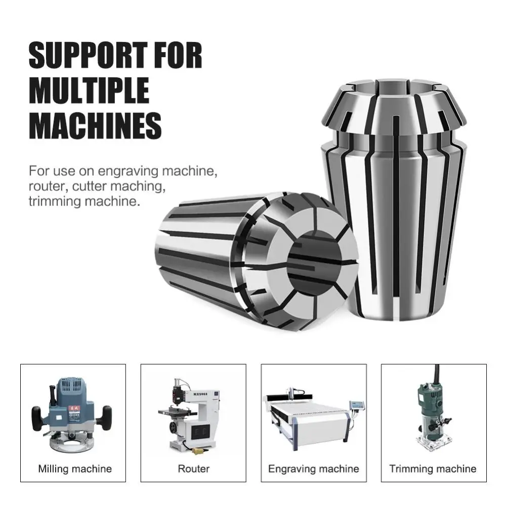 Collet Chuck ER Spring Collet High Precision Multipurpose Drill Collets Bearing Steel High Quality Standard CNC Holder Slots