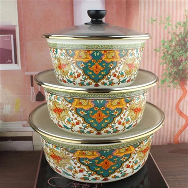 Extra Thick Enamel Basins Enamel Bowl Mixing Basins Deepening Multi-purpose Basin Vegetable Washing Basin Nordic Fruit Plate