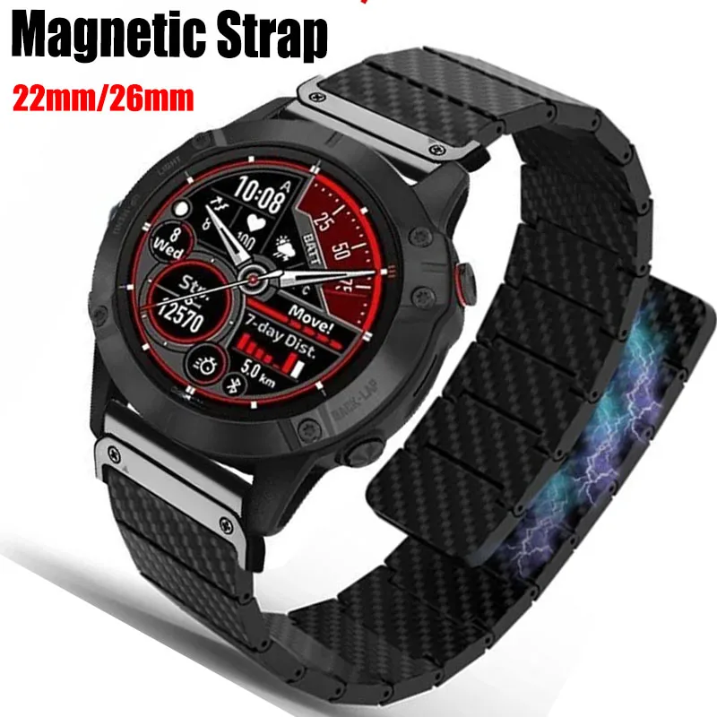 22mm 26mm Garmin Magnetic Strap Fenix7x Solar 5 5x Plus 6 6x Pro 7 Carbon Fiber Pattern Smartwatch Bracelet Band Forerunner 945