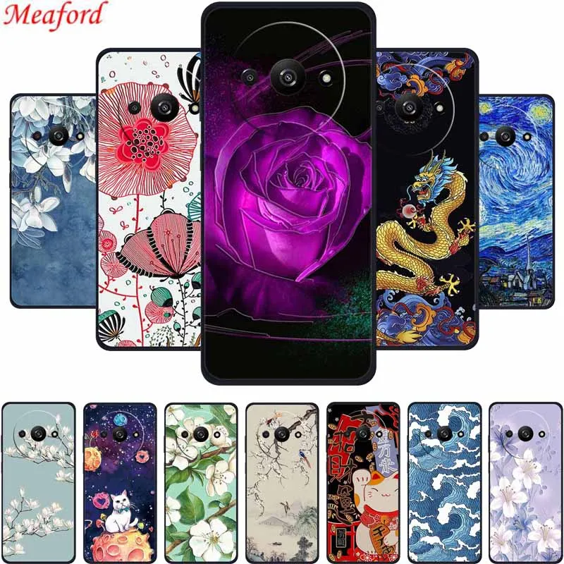 3D Embossed Case For Xiaomi Redmi A3x Phone Case Flowers Shockproof Silicone Soft Coque For Redmi A3x Back Cover Case A3 x Funda