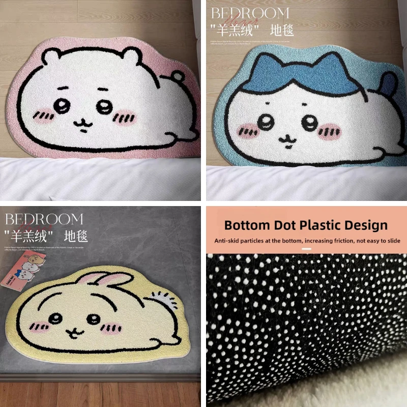 HOT! Chiikawa Cartoon Niedlicher Teppich Anime Hachiware Usagi Plüsch-Bodenmatte Badezimmer Rutschfester Teppich Autokissen Weiche Wohnzimmerdekoration – Detail 1