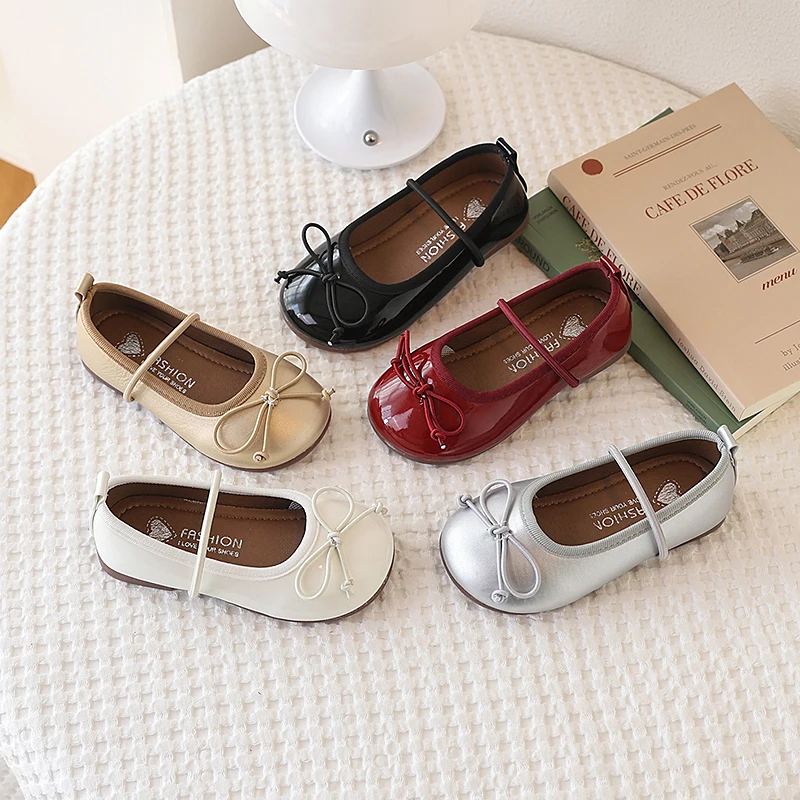 

Spring Girl's Casual Shoes Bowknot Elastic Band Shallow Cute Kid's Flat Shoe Solid Colors Anti-slip Fashion Comfy Children Shoe
