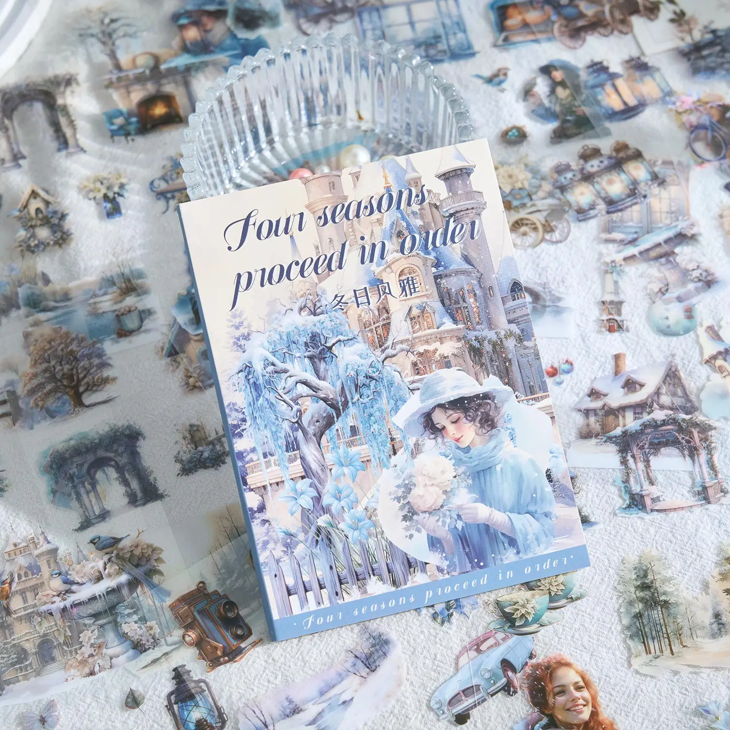 European and American Retro Girl Pet Sticker Book Four Seasons Orderly Series Handbook Material Travel Photography DIY Decorative Sticker Book