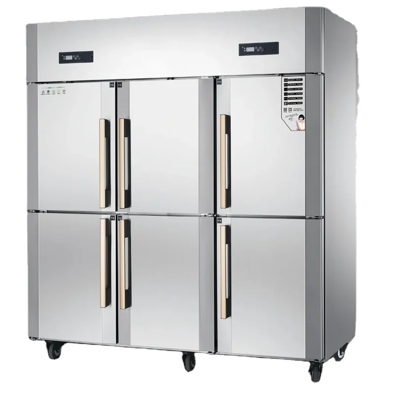 Automatic High Quality Single Temperature Freezer Air Cooling 6 Door Upright Chiller Commercial Vertical Refrigerator