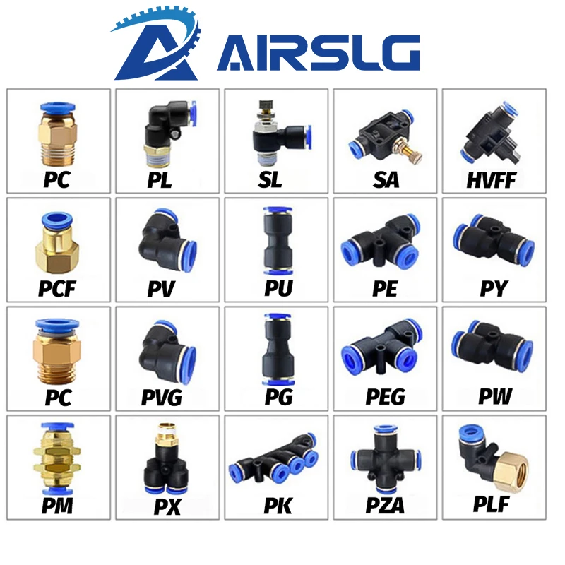 pneumatic air fitting Straight Hose connector PC PCF PL PLF PH SL PX PB PD 4mm 6mm 8mm Thread 1/8