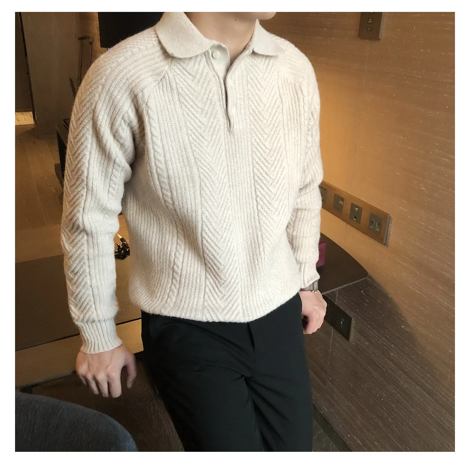 

Men's Casual Long Sve irt Diamond id Knitted Sweater Autumn Winter Large Size 5kg American Sle Basic Layering...