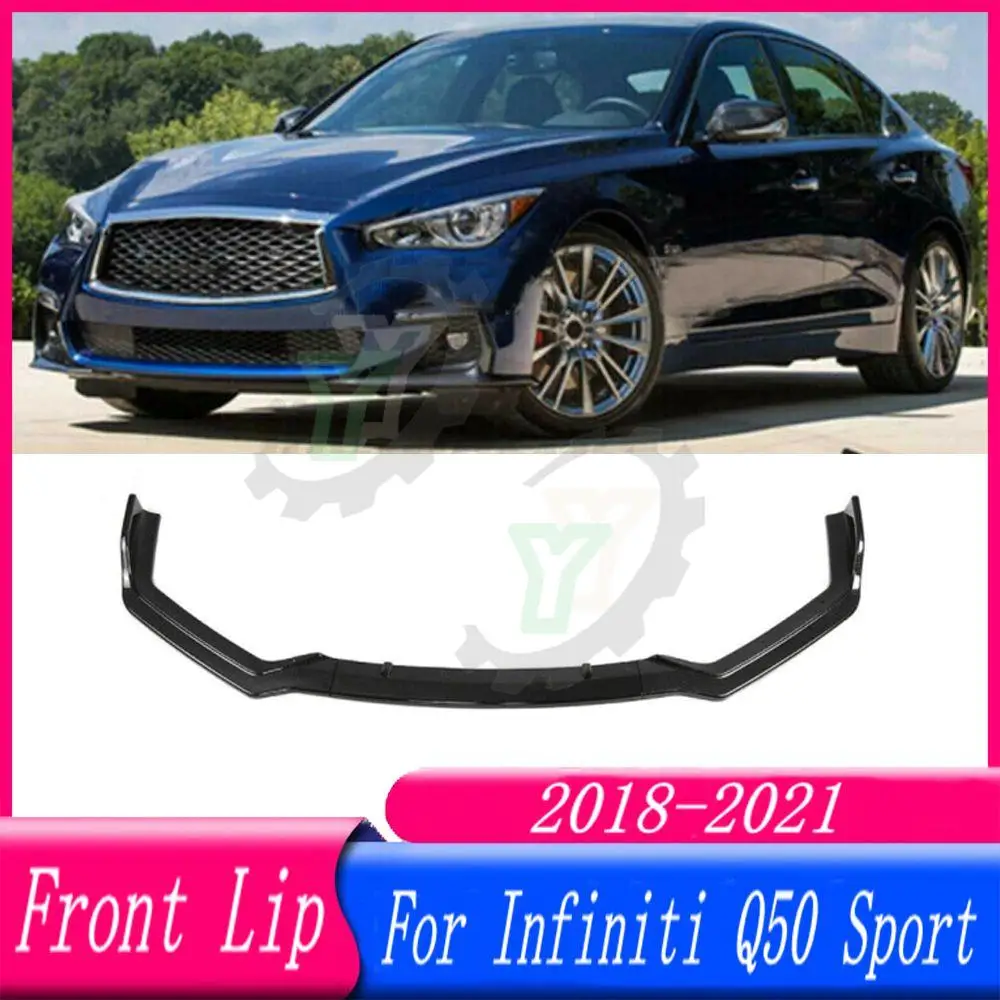 3PCS Car Front Bumper Lip Spoiler Splitter Diffuser Detachable Body Kit Cover Guard For Infiniti Q50 Sport 2018 2019 2020 2021