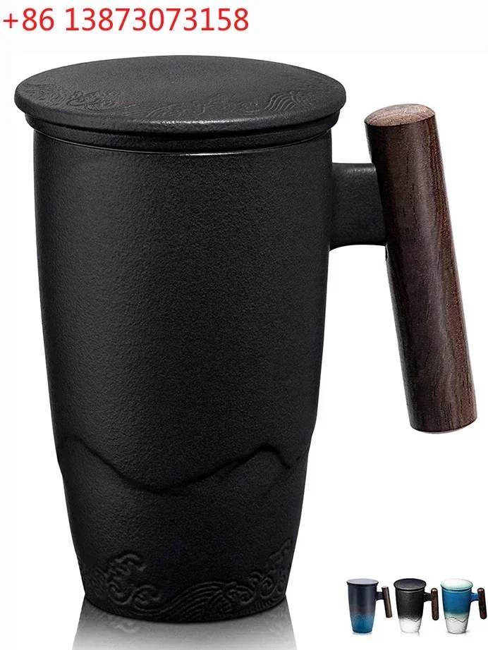 Luxury Ceramic Mug Vintage Tea Cup for Coffee Large Breakfast Cups and Mugs Beer Tableware Wooden Handle Personalized Gifts