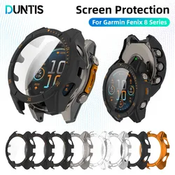 Glass+PC Case for Garmin Fenix 8 51mm 47mm 43mm AMOLED Solar Screen Protector Tempered Glass Bumper Protective Cover Accessories