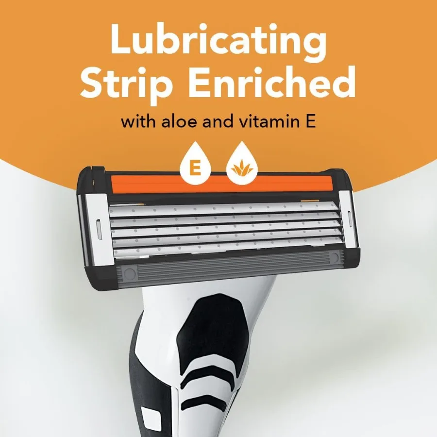 عبوات ماكينة حلاقة مرنة 5 شفرات للرجال مع شفرات متينة وحواف دقيقة مثالية لروتين الحلاقة اليومي تتضمن 12 إعادةًا #6