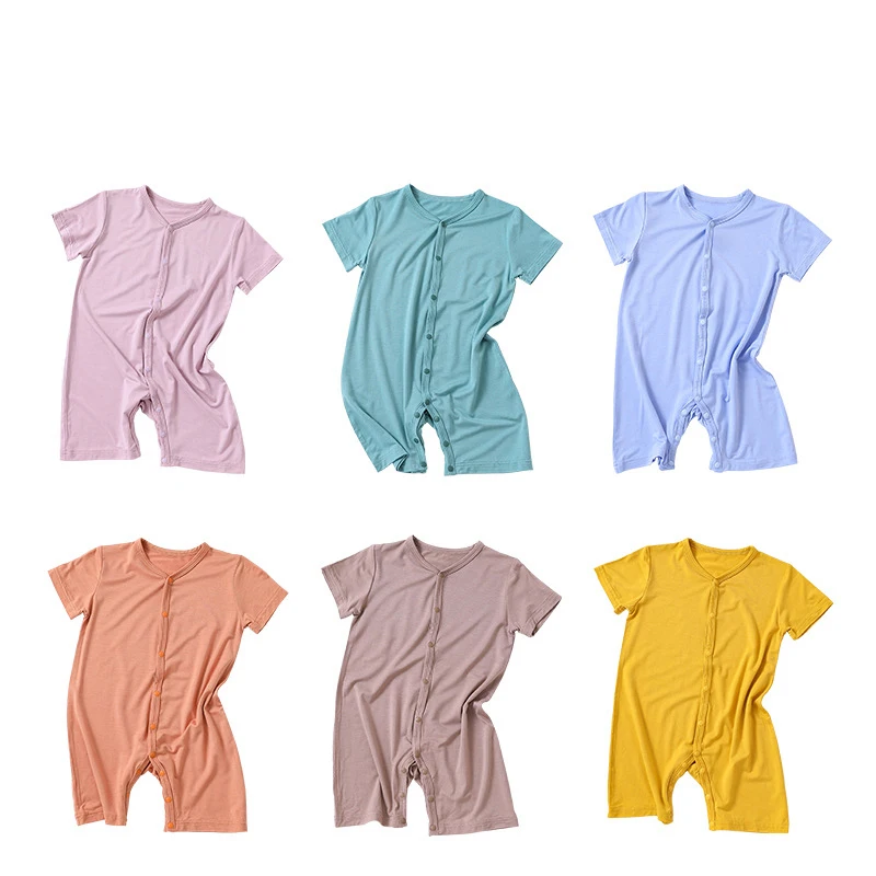 

Baby Onesie Soft Modal Romper Kid Boys Girls Summer Clothes Short Sleeve Jumpsuit Solid Newborn Outfit