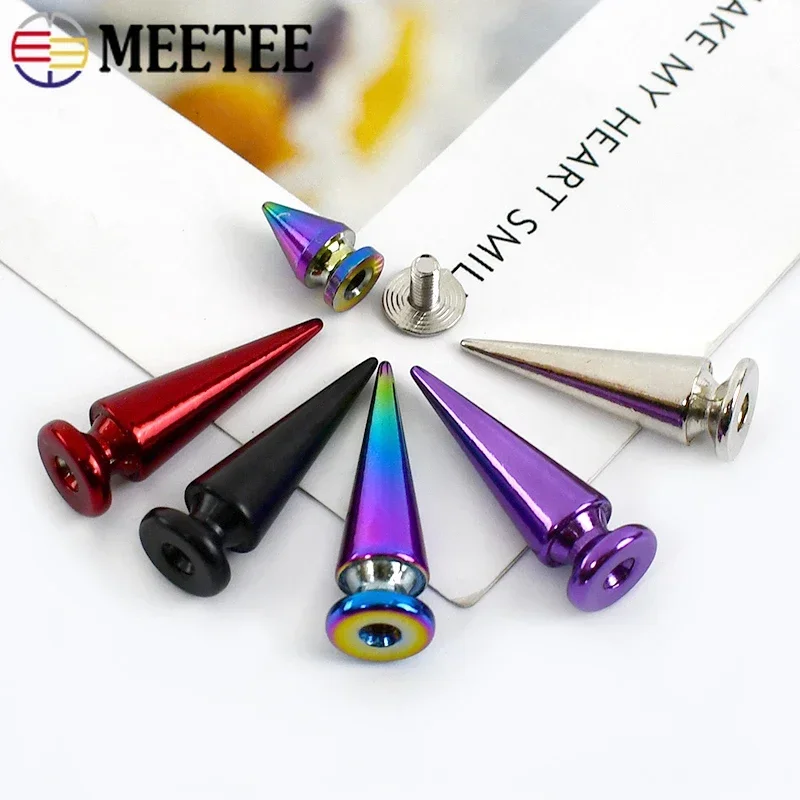 5/10/20Pcs Meetee Metal Punk Rivets Bag Leather Screwback Garment Cone Studs Spikes Nails Buckle Bottom Nail Decor Accessories