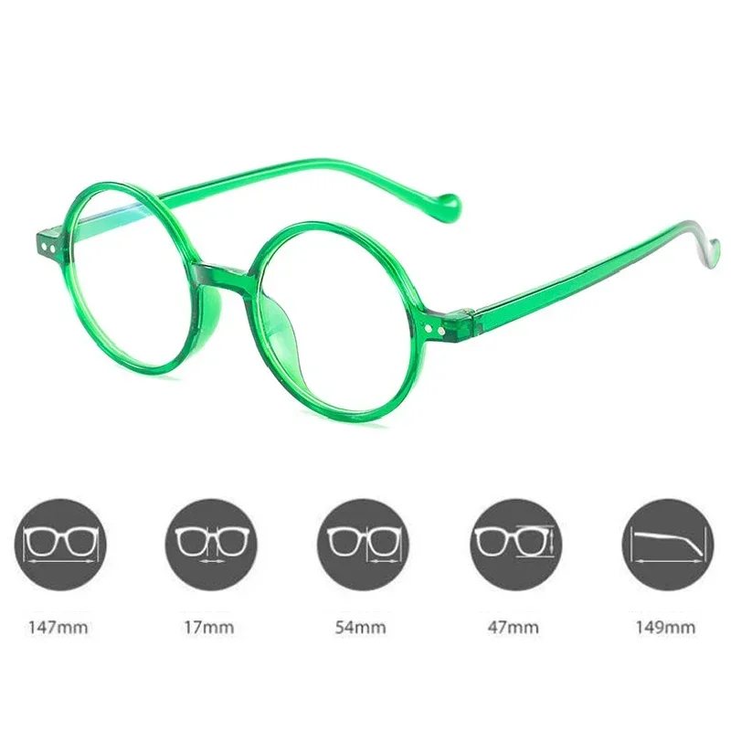 Women Retro Blue Light Blocking Reading Glasses Men Small Round Frame Far Sight Eyewear Ultralight Transparent Presbyopia  +4.0