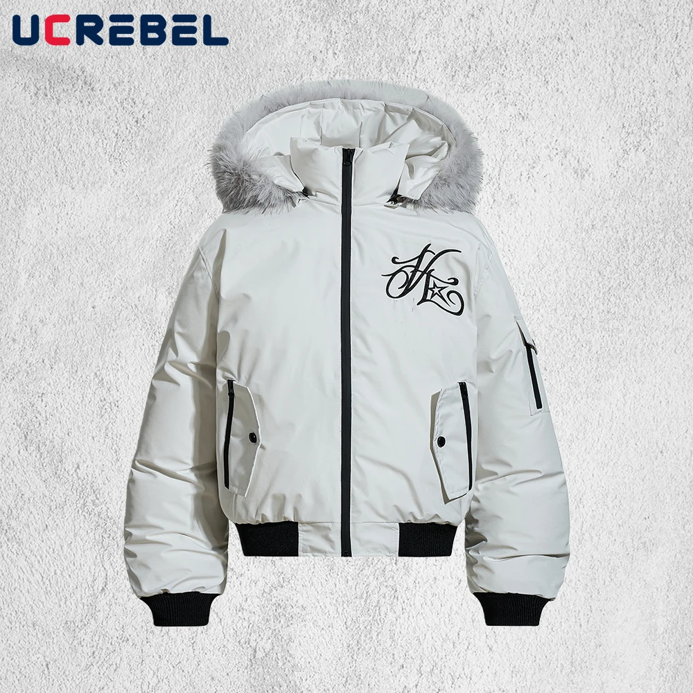 

Стеганая куртка с капюшоном и вышивкой букв, мужская карманная зимняя теплая уличная съемная шапка с длинным рукавом, толстая стеганая куртка для мужчин