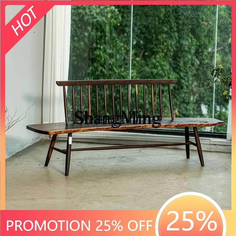 

FG good-looking Household Dining Side Stool Wabi Sabi Bench ChairSolid Wood Bench Chair Ebony Log