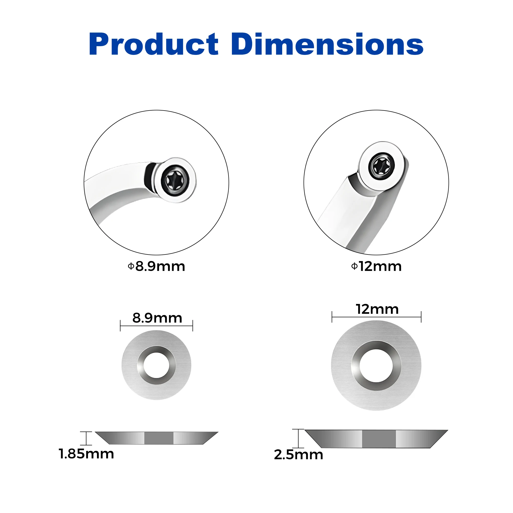 Carbide Inserts Milling Cutters 8/12mm Round 10pcs Woodturning Tools Hollowers Knives for Wood Lathe Chuck Turning Machine
