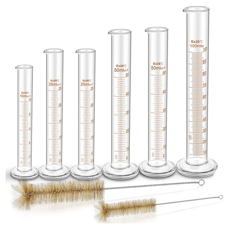 Thick Glass Graduated Measuring Cylinder Set Glass With Two Brushes