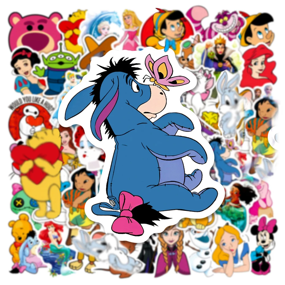 10/30/50/100pcs Cute Mix Cartoon Stickers Disney Micky Princess Anime Decals Graffiti Laptop Skateboard Phone Kids Sticker Toys