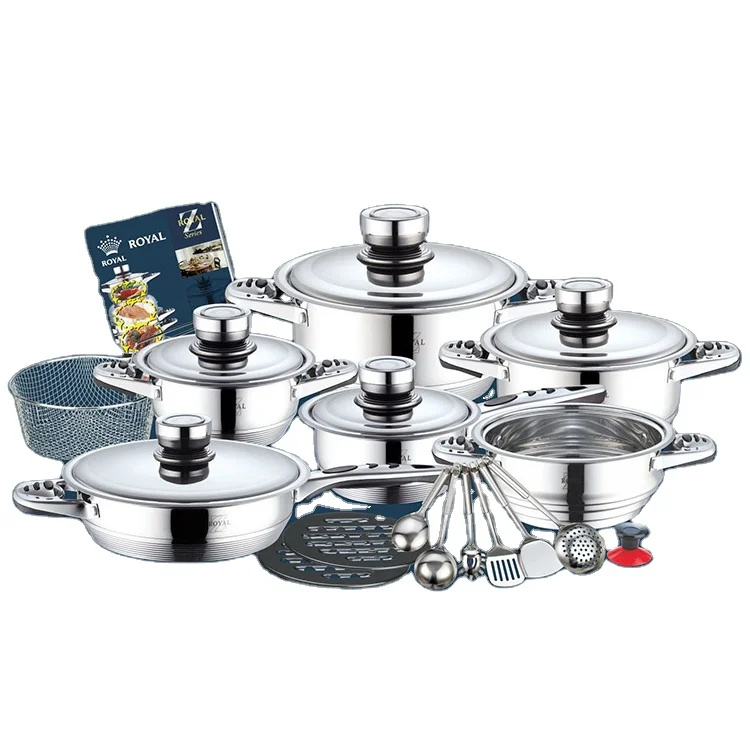 23 Pieces Cookware Stainless with Steel Lid