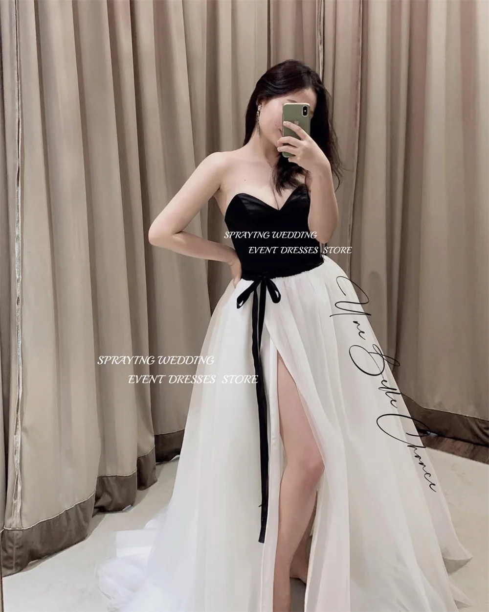 SPRAYING fée Tulle Satin corée robe de soirée Sexy chérie mariage Photo Shoot robe longue haute fente robe de soirée personnalisée