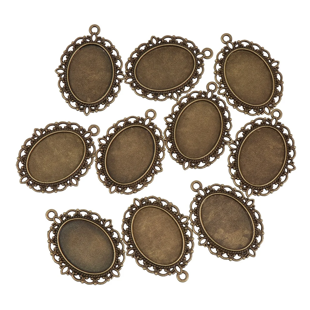 

10pcs Alloy Jewelry Pendant Base Bronze Oval Metal Stamping Blanks Diy Cabochon Tray For Custom Necklace Making Craft