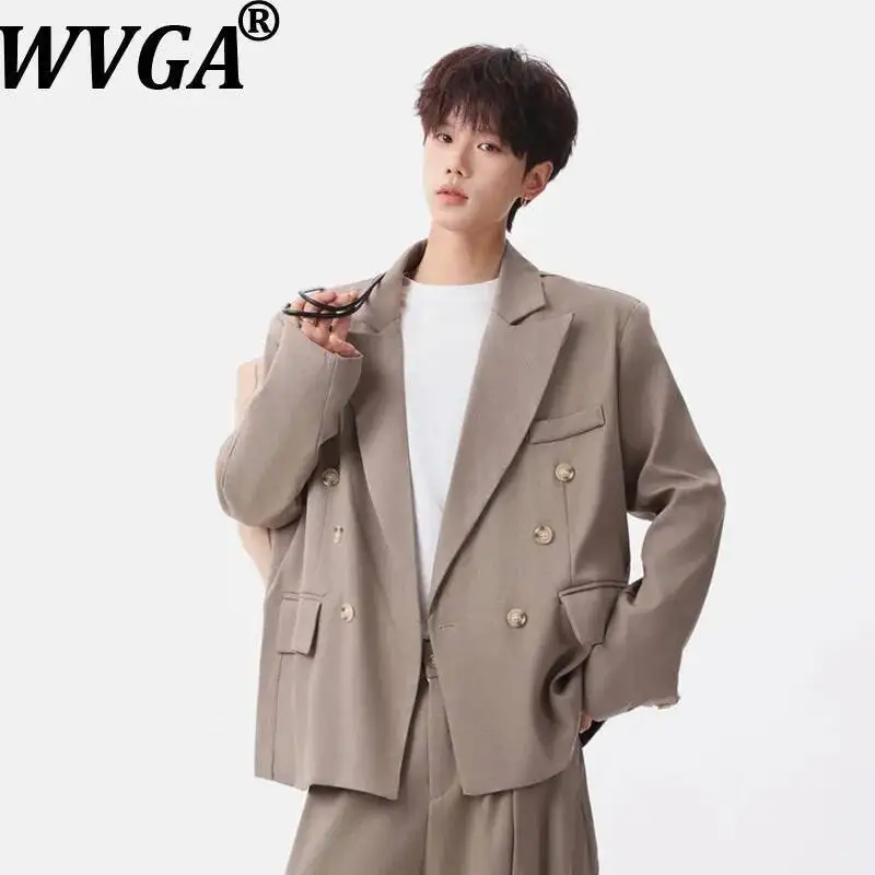 

WVGA Spring Autumn New Men's Korean Style Double Breasted Trendy Long Sleeve Blazer High-end Stylish And Loose-fit Jacket W23887