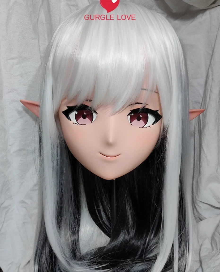 

(GLb0355)Customize Character Female Girl Resin Half Head Crossdress Cosplay Japanese Anime Role Kigurumi Mask With Eyes And Wig