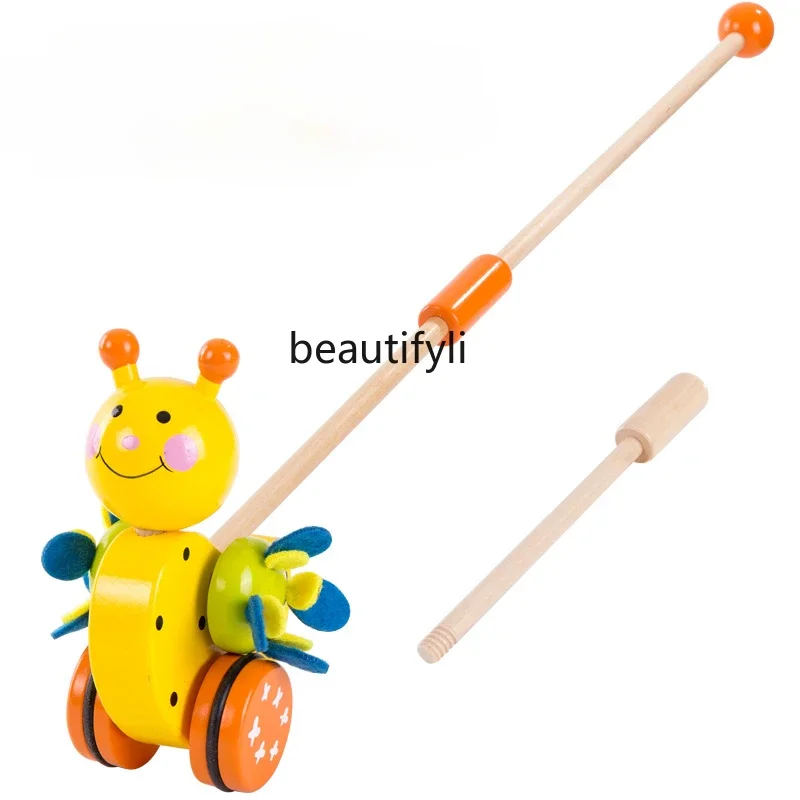 

Push push music putter toddler walking single pole trolley wooden toy 3 and a half years old, baby