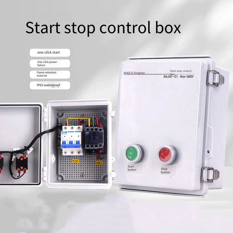

Button Start and Stop Distribution Box Three-phase AC Contactor Kitchen Fan Steamer Rice Cabinet Outdoor Waterproof Control Box