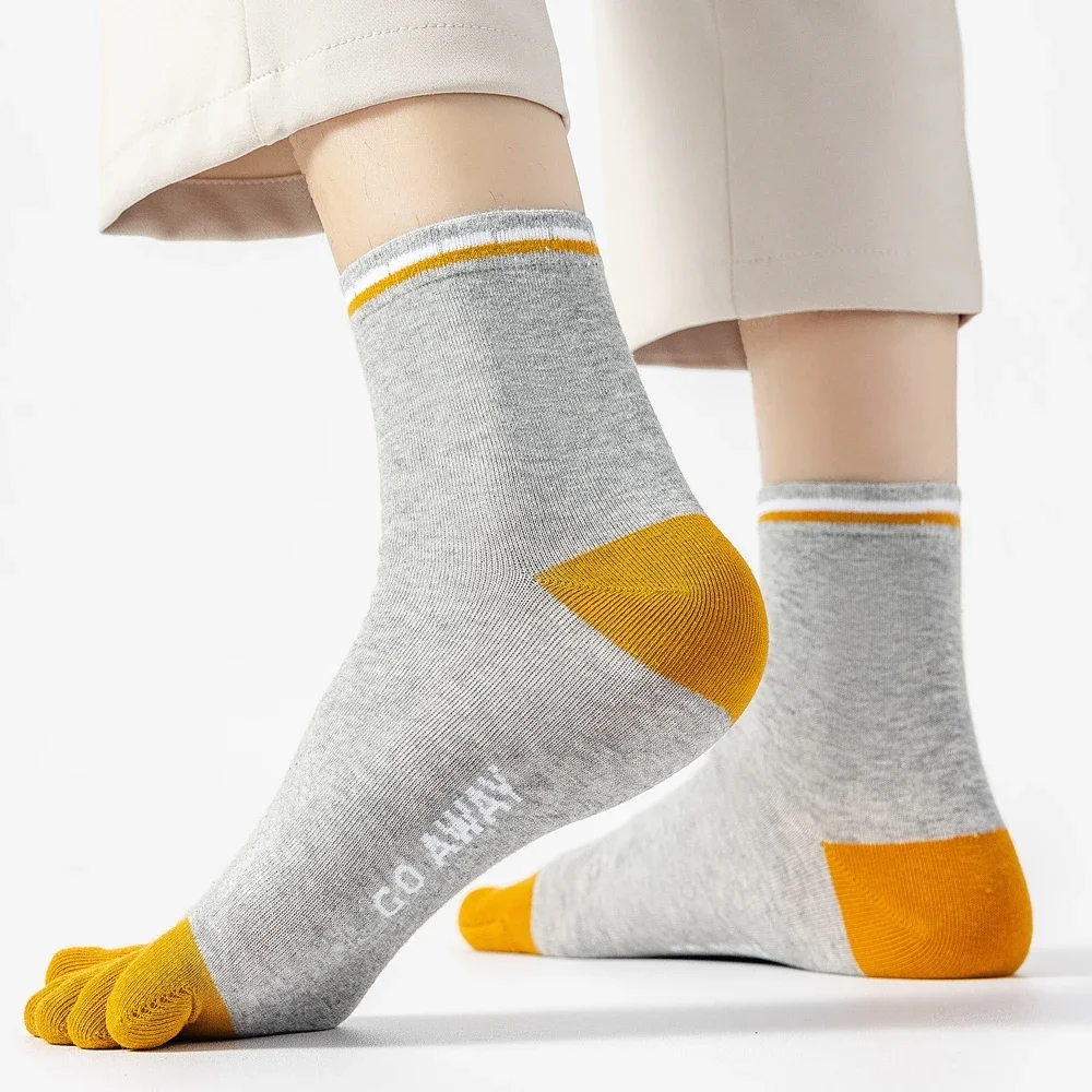 5 Pairs Sports Socks for Men Five Finger Toe Socks Mid Tube Thin Summer Cotton Socks with Separate Fingers High Quality