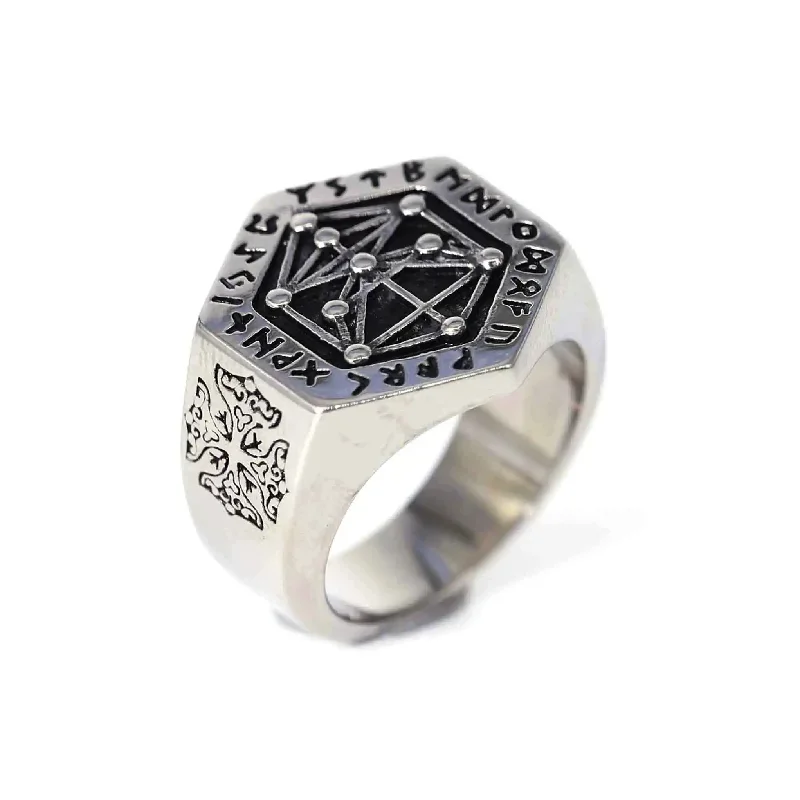 

Nordic Viking Kabbalah Tree Of Life Vegvisir Rune Ring 316l Stainless Steel Signet Ring For Men Finger Jewelry Male