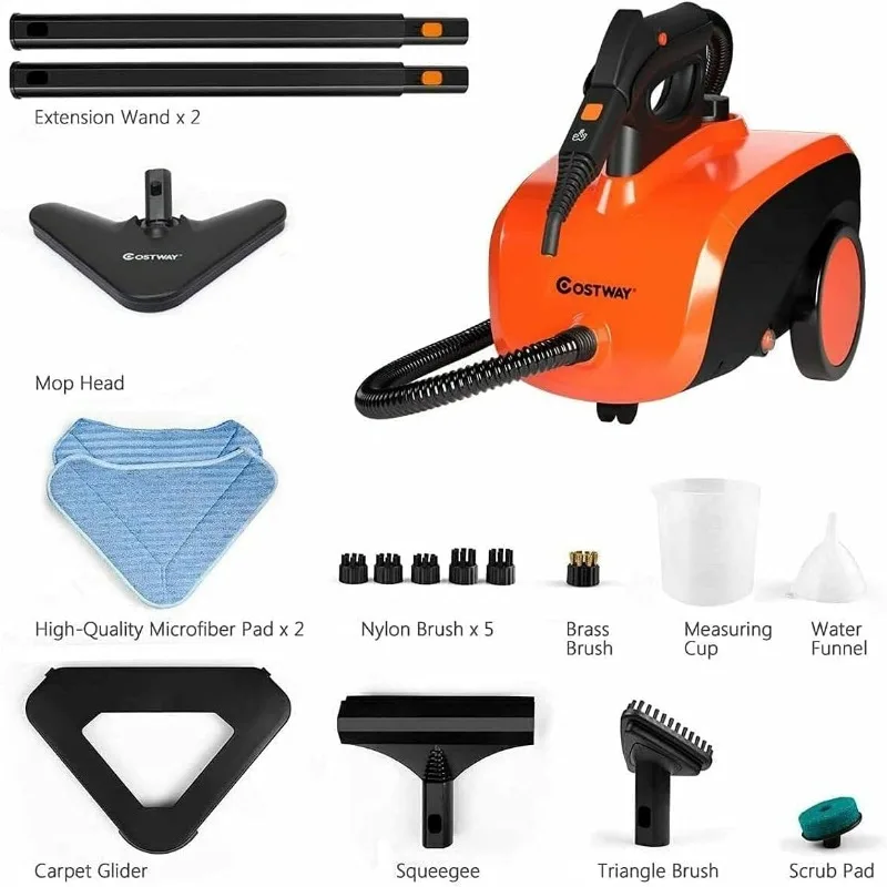 COSTWAY Multipurpose Steam Cleaner with 19 Accessories, Heavy Duty Household Steamer Chemical-Free Cleaning