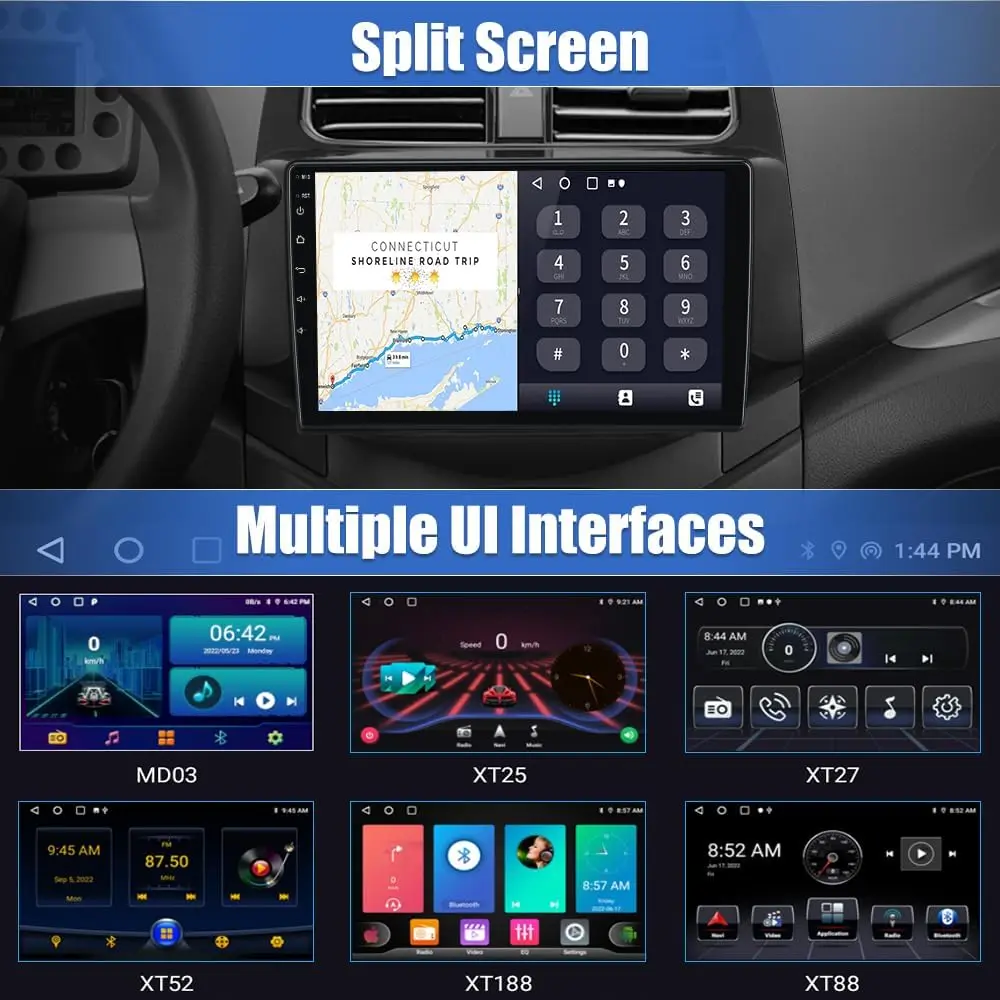 Android 13 Autoradio für Chevy Spark 2013–2015, 9 Zoll Touchscreen mit CarPlay/Android Auto, GPS, WLAN, Bluetooth, FM RDS, AM, DSP