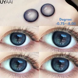 UYAAI Lenses with Myopia Blue Pupils Korean Lens Disposable Colored Contact Lenses for Eyes Green Eye Contacts Eye Color Lenses