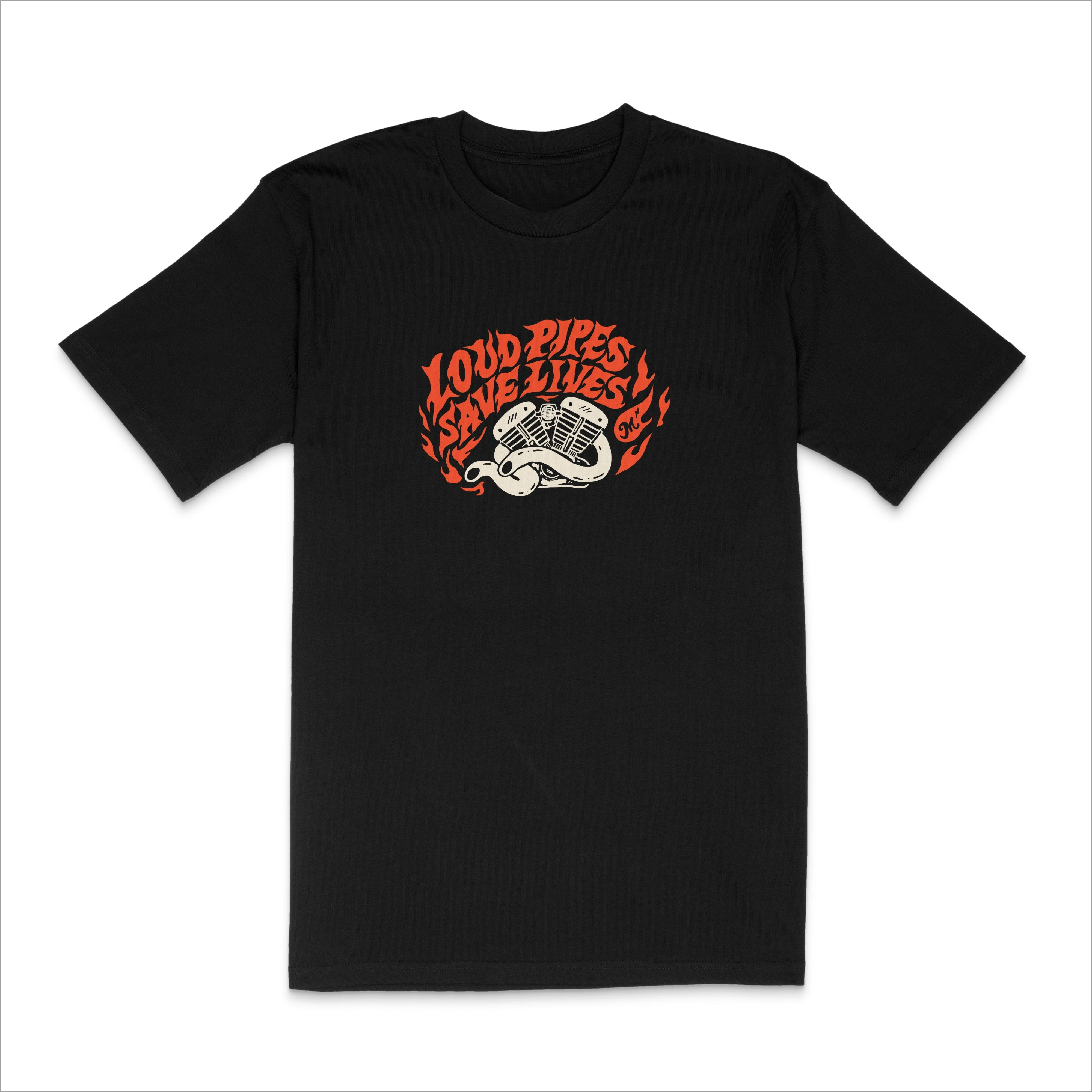 Loud Pipes Save Lives Biker Graphic Tee Cotton Mens Womens T-Shirt Outdoor Casual Top