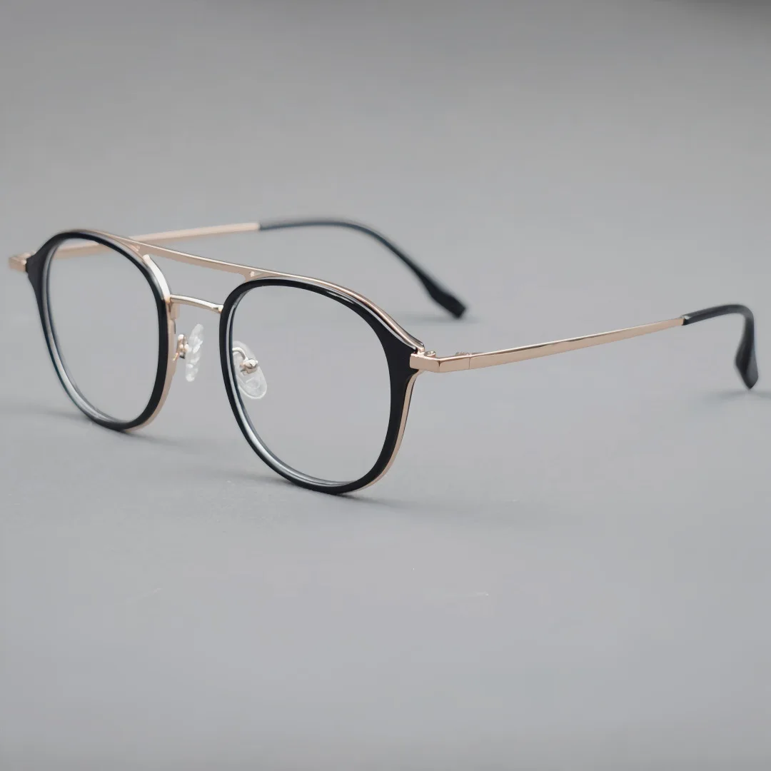 

2025 Retro Unisex Double-Bridge Alloy Glasses Frame Can be fitted with Prescription Lenses for Nearsightedness Reading