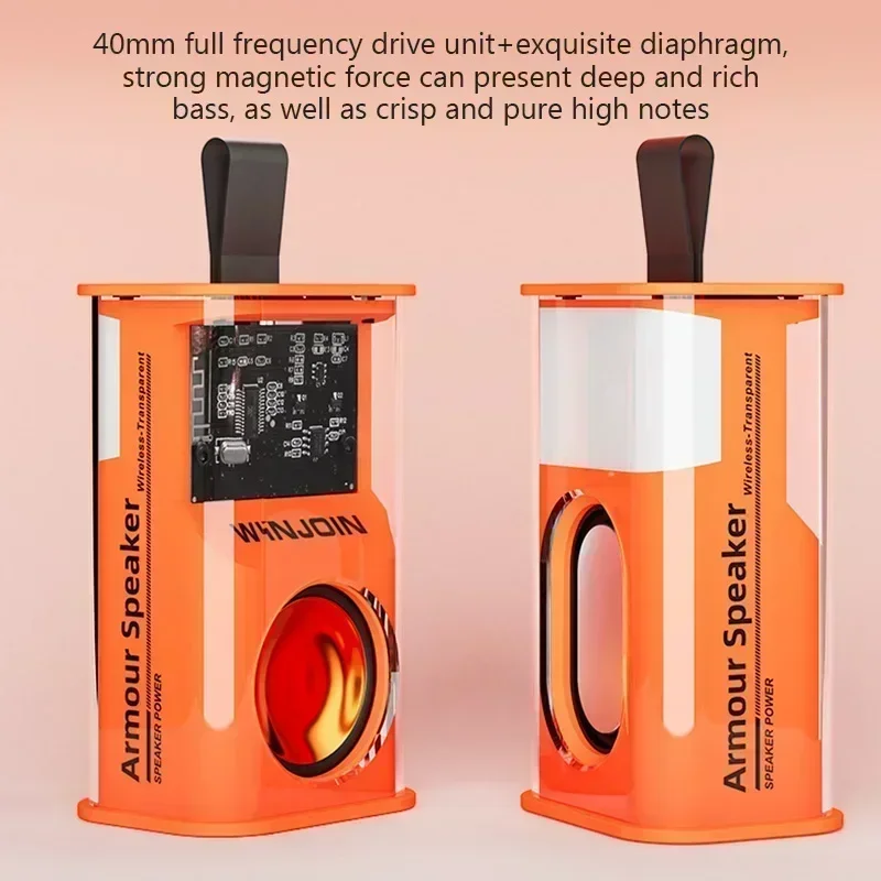 شفاف Mecha سمّاعات بلوتوث سماعة لاسلكية تعمل بالبلوتوث 5.3 مزدوجة باس الحجاب الحاجز مضخم الصوت الموسيقى TWS RGB ضوء مكبر صوت صغير