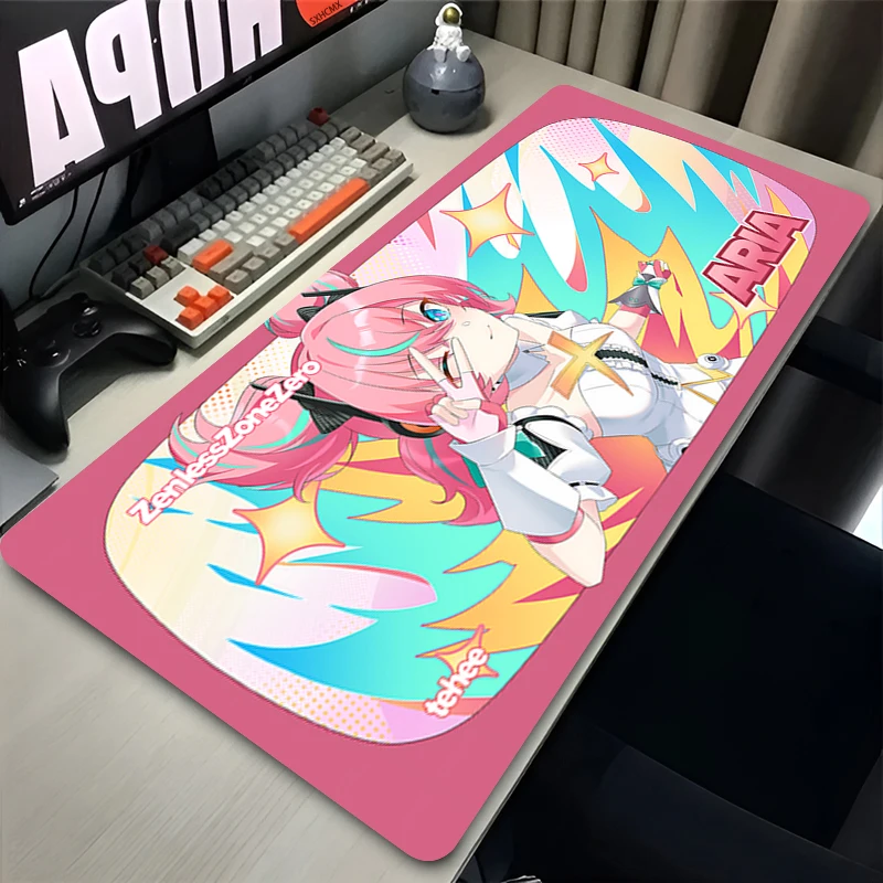 Pro Speed XXL Zenless Zone Zero Aria Angels of Delusion Idol Gaming Mouse Pad Non-Slip Rubber Stitched Oversized Desk Mat
